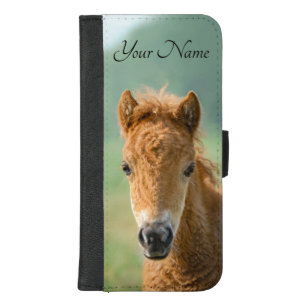 Coque Portefeuille Pour iPhone 8/7 Plus Cute Shetland Pony Foal Horse Head Photo - Nom ..