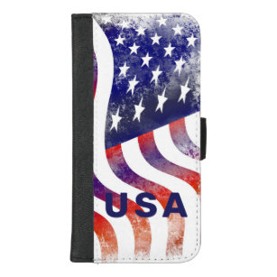 Coque Portefeuille Pour iPhone 8/7 Plus Drapeau américain Patriotique