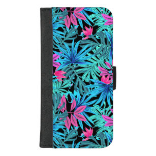 Coque Portefeuille Pour iPhone 8/7 Plus Feuille turquoise hawaïen botanique tropical de