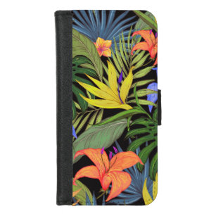Coque Portefeuille Pour iPhone 8/7 Graphique de fleur d'Aloha de Hawaii tropical
