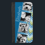 Coque Portefeuille Pour iPhone 8/7 Instagram Photo Collage Chevrons colorés<br><div class="desc">Une excellente façon d'afficher vos photos carrés à partir de votre compte en ligne. Un design amusant zig zag stripe souligne les photos.</div>