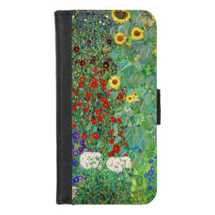Coque Portefeuille Pour iPhone 8/7 Jardin Agricole Gustav Klimt Avec Peinture De Fleu