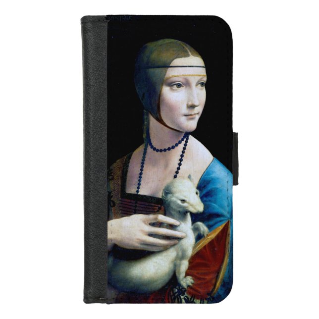 Coque Portefeuille Pour iPhone La Dame avec une mine, Léonard de Vinci (Devant)