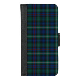 Coque Portefeuille Pour iPhone 8/7 Mackenzie Clan Royal Blue et Forest Green Tartan