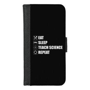 Coque Portefeuille Pour iPhone 8/7 Manger. Dormir. Enseigner la science. Recommencer