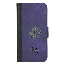 Monogramme celtique en cuir pourpre amorti de