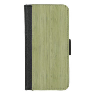 Coque Portefeuille Pour iPhone 8/7 Moss Green Bamboo Wood Grain Look