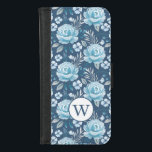 Coque Portefeuille Pour iPhone 8/7 Motif floral Monogramme bleu<br><div class="desc">Personnalisez ce beau motif à fleurs bleu et blanc avec votre monogramme. Conçu pour vous par Blackberry Boulevard.</div>
