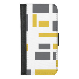 Coque Portefeuille Pour iPhone 8/7 Motif moderne, simple, cool géométrique jaune gris