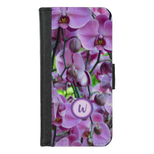 Coque Portefeuille Pour iPhone 8/7 Orchidées et vignes pourpres avec nom