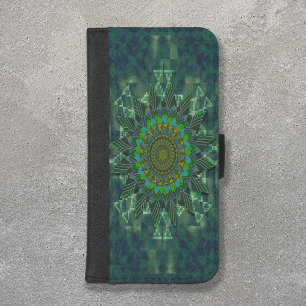 Coque Portefeuille Pour iPhone 8/7 Plus Parameterisation du puzzle à carré floral feuillu