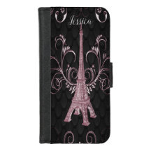 Porte d'entrée pour iPhone Tour Eiffel rose floral