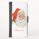 Rétro Vintage Jolly Santa Claus de Christmas<br><div class="desc">Un étui téléphonique avec une photo rétro festive. Le vieux Père Noël Jolly avec ses joues rousses et son sourire chaleureux et amical. Un peu de nostalgie de l'ancienne école pour les vieux temps,  cette image rappelle les souvenirs des célébrations du passé de Noël.</div>