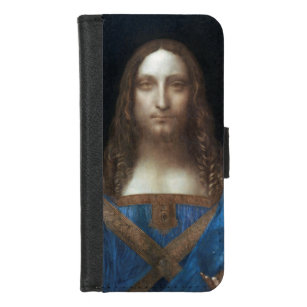 Coque Portefeuille Pour iPhone 8/7 Salvator Mundi, Jésus Christ, Léonard de Vinci