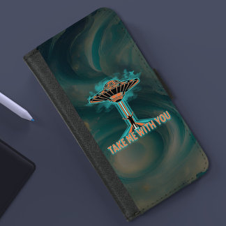 Coque Portefeuille Pour iPhone 8/7 Soucoupe volante style années 60 vintage