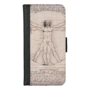 Coque Portefeuille Pour iPhone 8/7 Vitruvian Man Vitruvian Man, Leonardo da Vinci