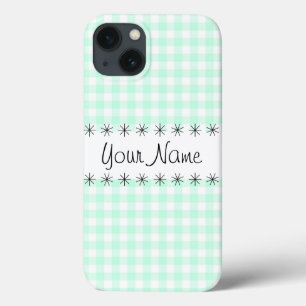Coque pour iPad "Name" à carreaux aqua gingham