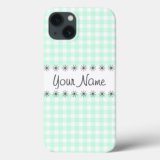 Coque pour iPad "Name" à carreaux aqua gingham (Verso)