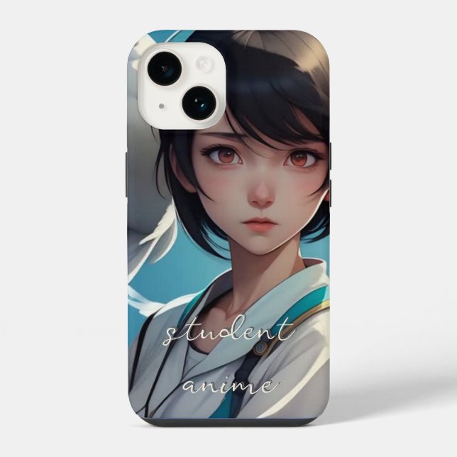 Coque Pour iPhone 14 Anime étudiante Coque monogramme - coque iphone d' (Verso)