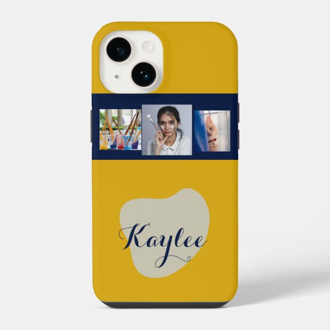 Coque Pour iPhone 14 Art Collage Script Monogramme coque iphone (Verso)