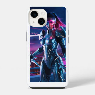Coque Pour iPhone 14 Coque iphone de cyber-guerrier néon - Futuristic S