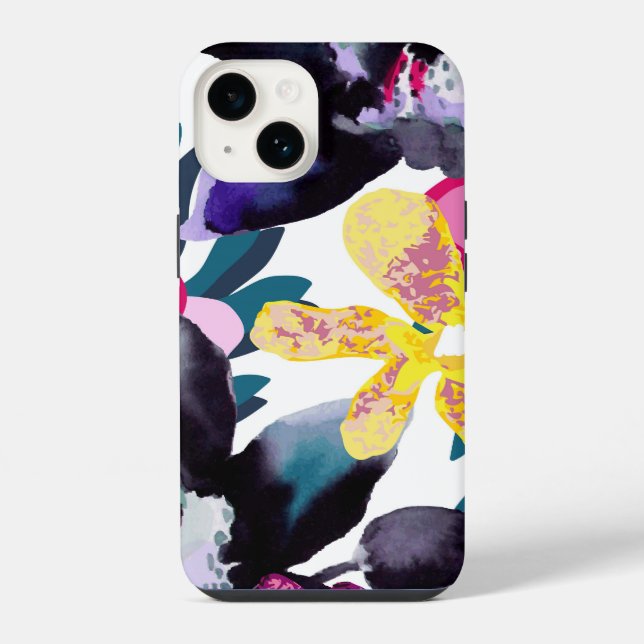 Coque Pour iPhone 14 Coque iphone d'impression de l'orchidée aquarelle (Verso)