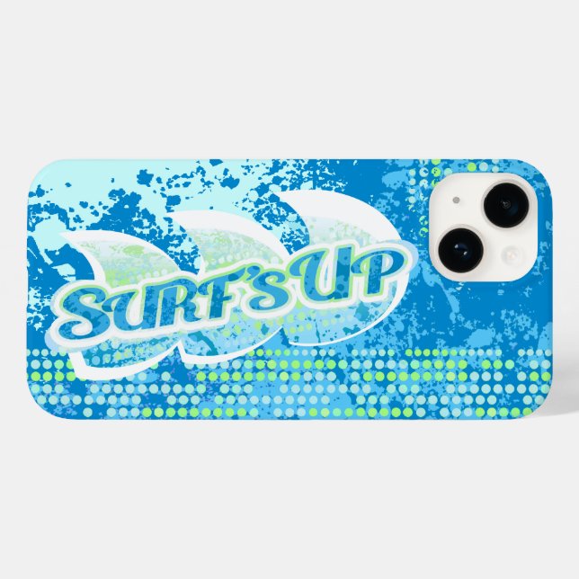 Coque Pour iPhone 14 Coque iphone surf abstrait vert bleu (Verso (horizontal))