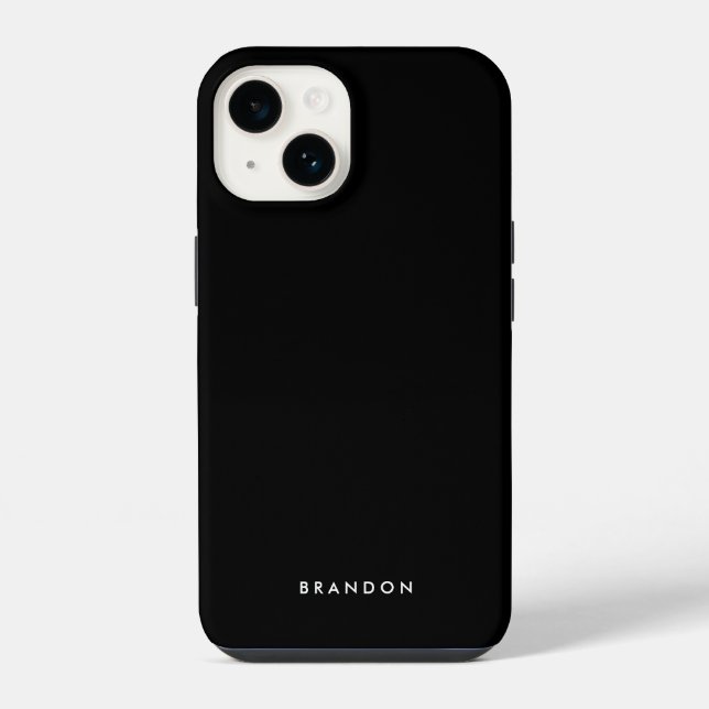 Coque Pour iPhone 14 Effacer le coque iphone noir avec le nom (Verso)