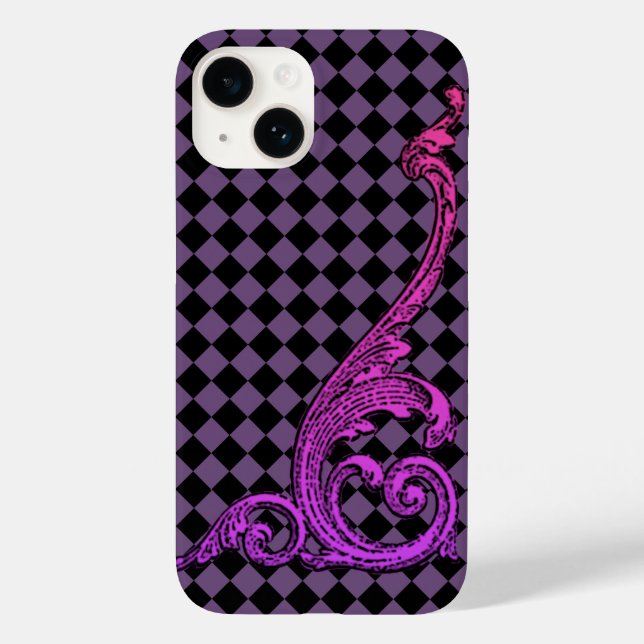 Coque Pour iPhone 14 Élégant Goth Purple Swirl Design iPhone 6 Coque (Verso)