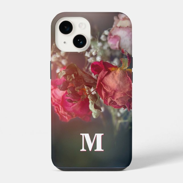 Coque Pour iPhone 14 Élégant Monogramme Fleurs séchées coque iphone per (Verso)