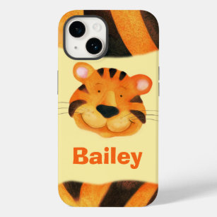 Coque Pour iPhone 14 Enfants nommés tigre visage orange