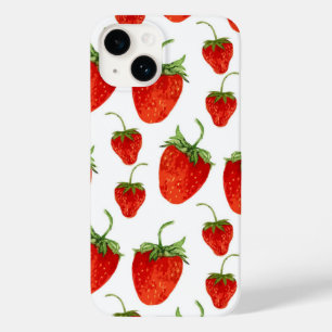 Coque Pour iPhone 14 Fraises sur coque iphone blanc