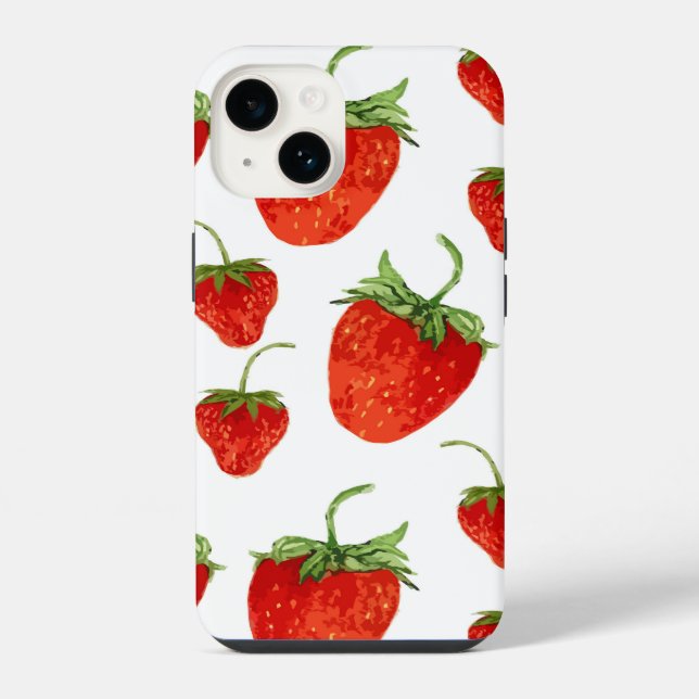 Coque Pour iPhone 14 Fraises sur coque iphone blanc (Verso)
