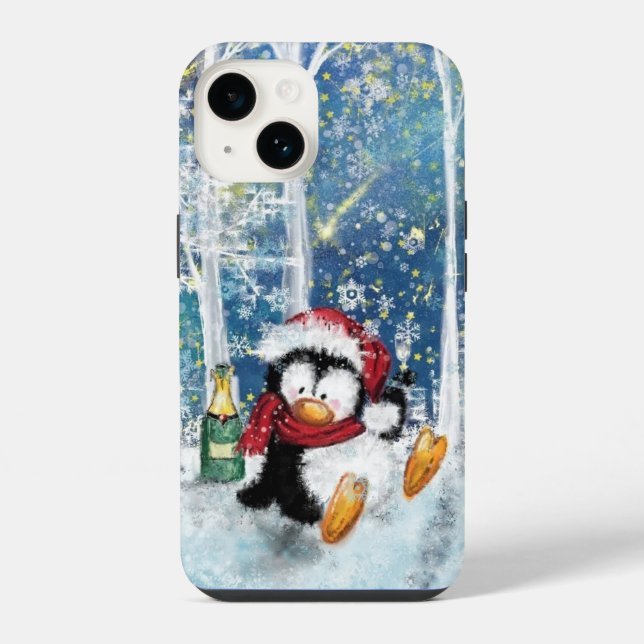 Coque Pour iPhone 14 Joyeux coque iphone de pingouin de Noël (Verso)