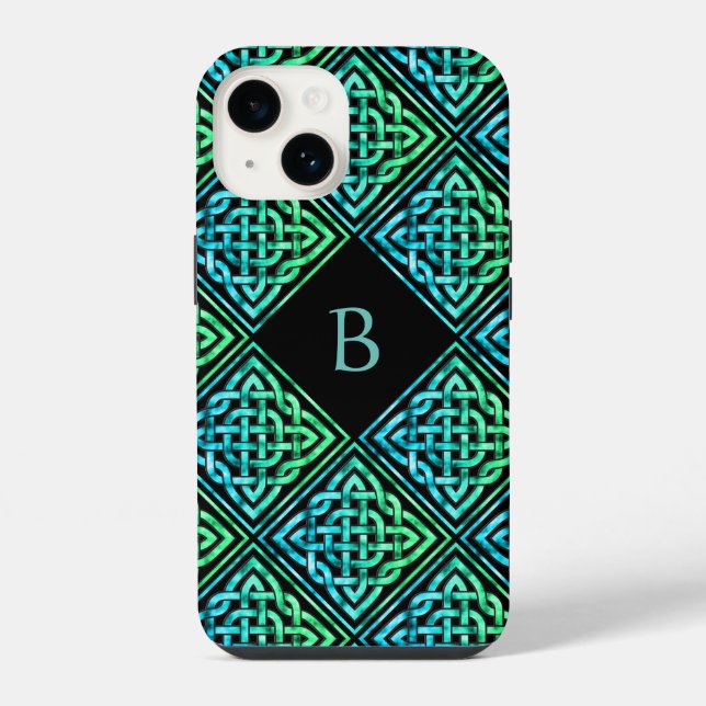 Coque Pour iPhone 14 Monogramme Celtic Knot iPhone 14 Coque (Verso)
