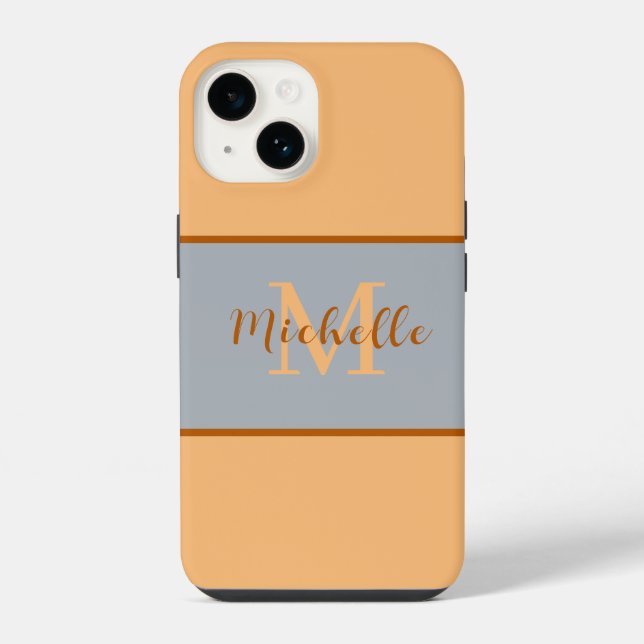 Coque Pour iPhone 14 Monogramme Coque-Mate iPhone 14 coque (Verso)
