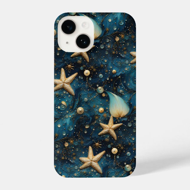 Coque Pour iPhone 14 Ocean Starfish Motif iPhone 14 Slim Fit Coque (Verso)