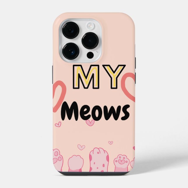 Coque Pour iPhone 14 Plus Apple iphone 14pro coque pattes kitty (Verso)