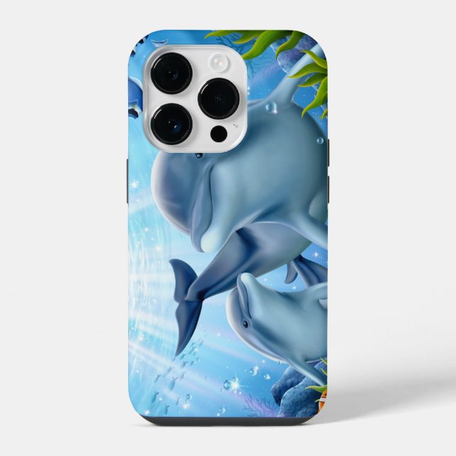 Coque Pour iPhone 14 Plus Coque iphone Coque-Mate de dauphins (Verso)