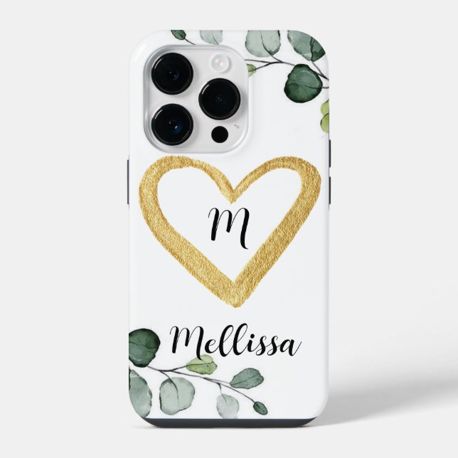 Coque Pour iPhone 14 Plus Eucalyptus Monogramed iPhone 14 Pro Coque (Verso)
