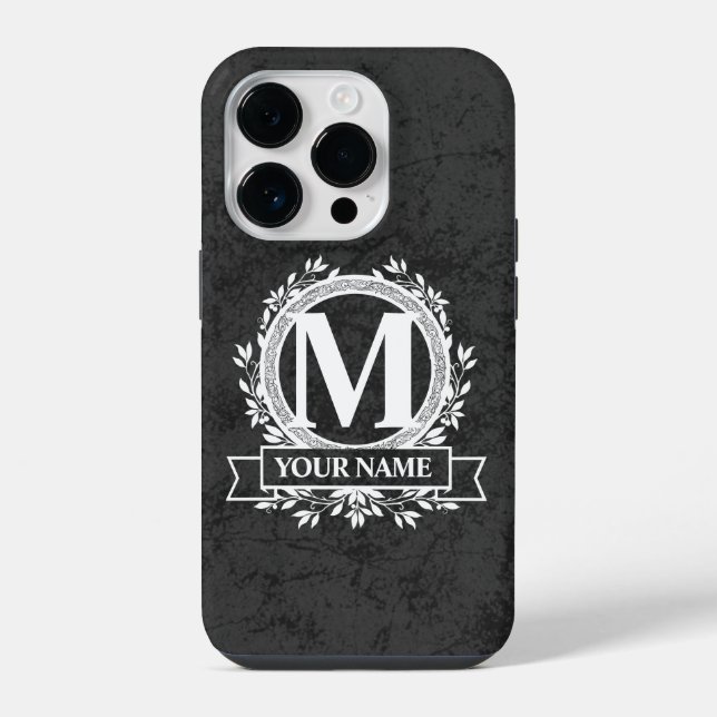 Coque Pour iPhone 14 Plus Floral Monogramme Design Coque-Mate coque iphone (Verso)