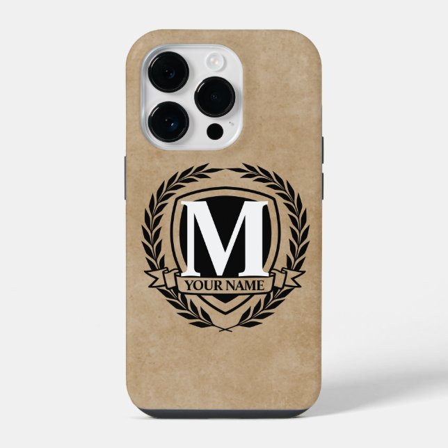 Coque Pour iPhone 14 Plus Laurel Monogram Design Coque-Mate coque iphone (Verso)