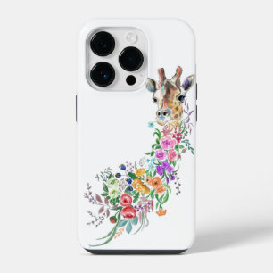 Coque Pour iPhone 14 Plus Peinture coque iphone de la Giraffe aux Fleurs col
