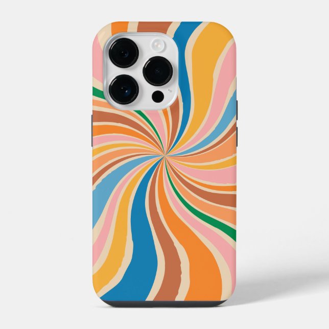 Coque Pour iPhone 14 Plus Retro Swirl Art Abstrait iPhone / coque ipad (Verso)