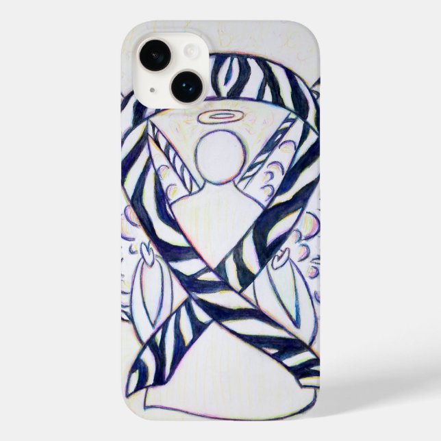 Coque Pour iPhone 14 Plus Zebra Stripe Awareness Ribbon Angel coque iphone (Verso)
