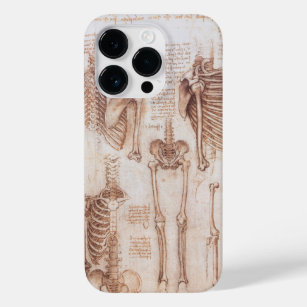 Coque Pour iPhone 14 Pro Os de squelette de Léonard de Vinci, anatomie huma