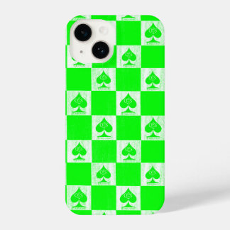 Coque Pour iPhone 14 Queen of Spades coque iphone Green Checkers QoS