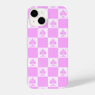 Coque Pour iPhone 14 Queen of Spades coque iphone mignon Pink Checkers