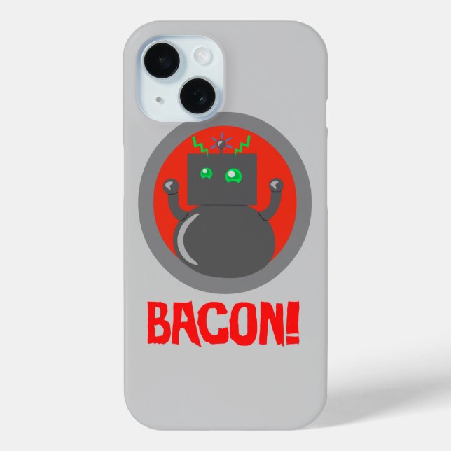Coque Pour iPhone 15 Coque iphone Bacon Robot (Verso)