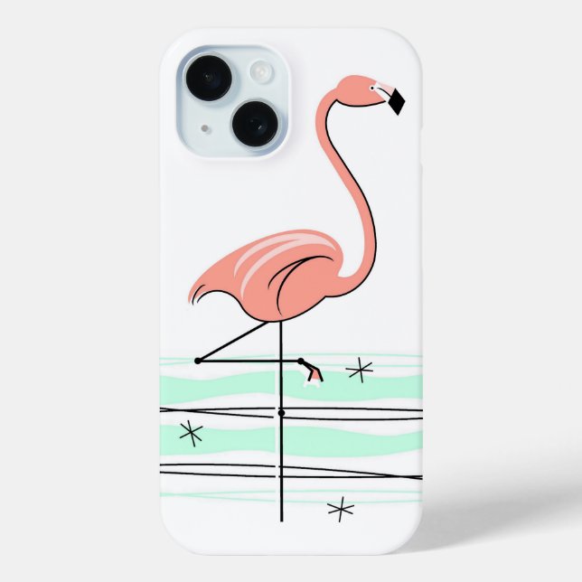 Coque Pour iPhone 15 Flamant rose Ocean coque iphone (Verso)